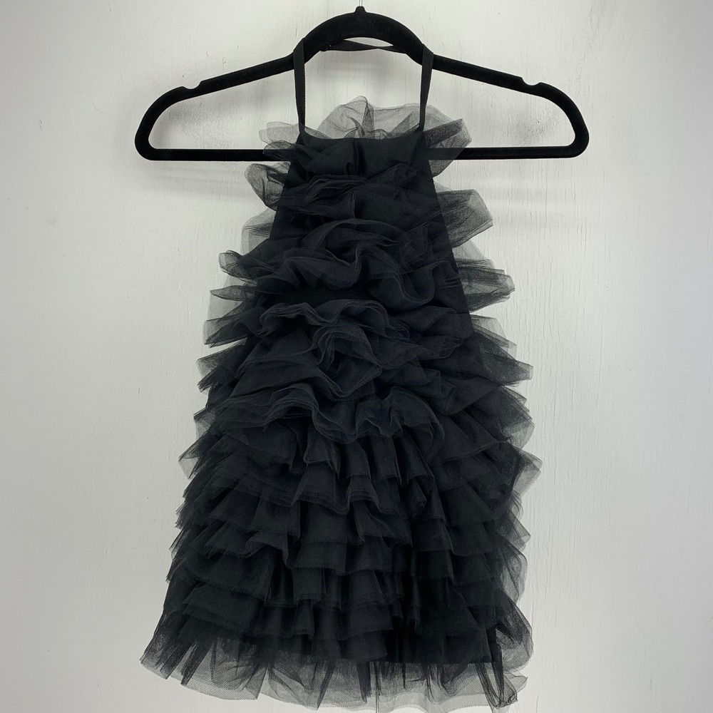Whimsigoth Gothic Black Tulle Ruffle Halter Top NWT XS Balletcore Edgy Coquette